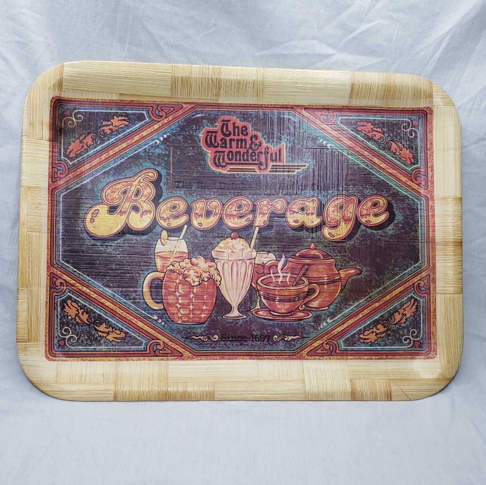 Vintage 70s Beverage Serving Tray 16 X 12 Inches